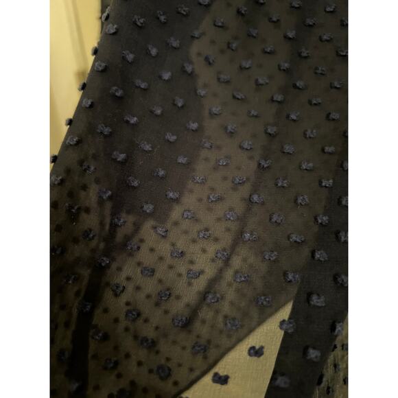 J. Crew Women's Navy Blue Silk Swiss Dot Textured 2 Blouse Peasant Keyhole Sheer - Picture 7 of 7